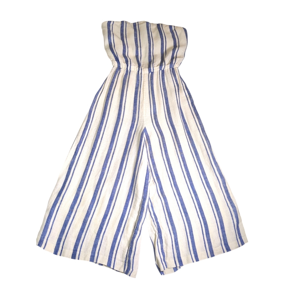 Alice + Olivia ‘Lucie’ Striped Linen Strapless Jumpsuit SZ 6 - Picture 4 of 10